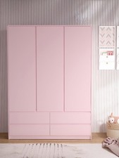 Bailey Kids 3 Door 4 Drawer Wardrobe Pink Childrens Bedroom Storage