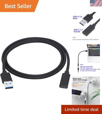 USB 3.0 Type A Male to C Female Adapter - 5Gbps Data Sync in 3ft Length