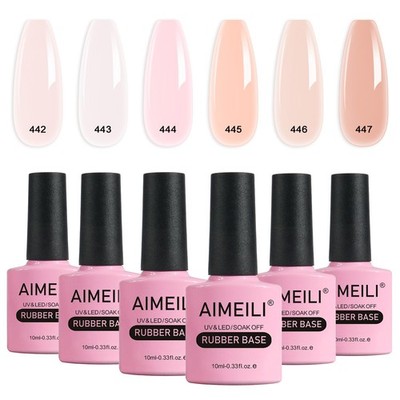 Rubber Base Gel Set 6pcs Rubber Base Coat Soak Off UV LED Nägel Unterlack Gel...