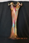Fenton carnival glass Diamond & Rib 11  inch vase-----amethyst