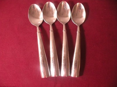 Set Of 4 Teaspoons Hotel Suite 18/10 Stainless Steel Flatware Thick Heavy 7''