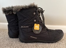 Columbia Minx Shorty lll Mid Black Fur Boots Waterproof Black 9 W Omni Heat New