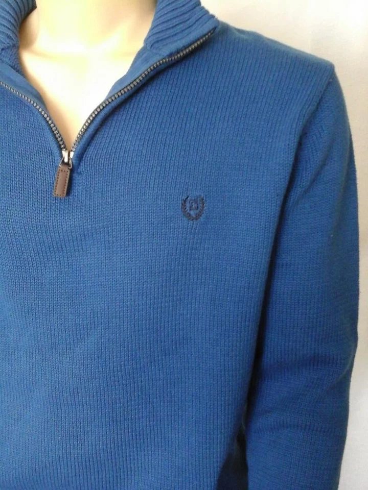 CHAPS by Ralph Lauren Solid Blue 1/4 Zip 100% Cotton Collar/Turtleneck XXL $70 - Image 3 of 4