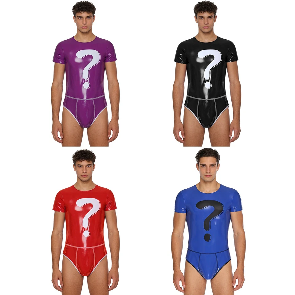 Männer Jumpsuit Dating-Abend Unitard Glänzend Body Flüssig Ein Stück Schlank - Bild 4 von 4
