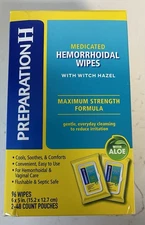 Preparation H Medicated Hemorrhoidal Wipes With Witch Hazel And Aloe 96 Count