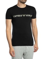 Emporio Armani Men's Lounge Mega Logo Crew T-Shirt, Black