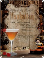 Blechschild 40X30 Cm Rezept Manhattan Zutaten Canadian Restaurant KüChe Deko Ges