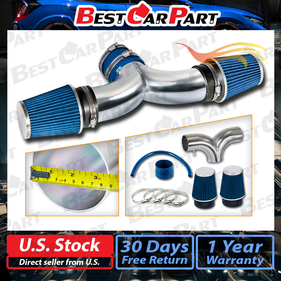 BCP BLUE 99-04 JEEP Grand Cherokee 4.7L V8 Dual Twin Air Intake System + Filter