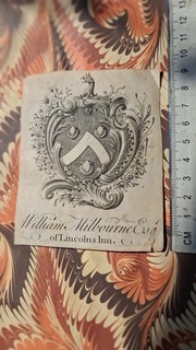18/19th cent Armorial EX LIBRIS BOOKPLATE William Milbourne of Lincolns Inn
