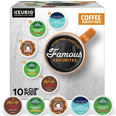 Keurig Famous Favorites Variety Pack, SingleServe KCup Pods, 10 Count