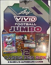 2025 Leaf Vivid Football Factory Sealed Jumbo Box 12 Cards 10 AUTOS