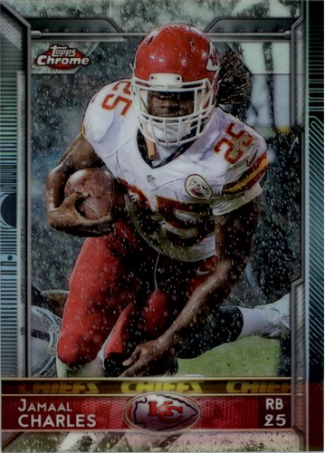 Jamaal Charles [Running Pulsar Refractor] #7 2015 Topps Chrome card