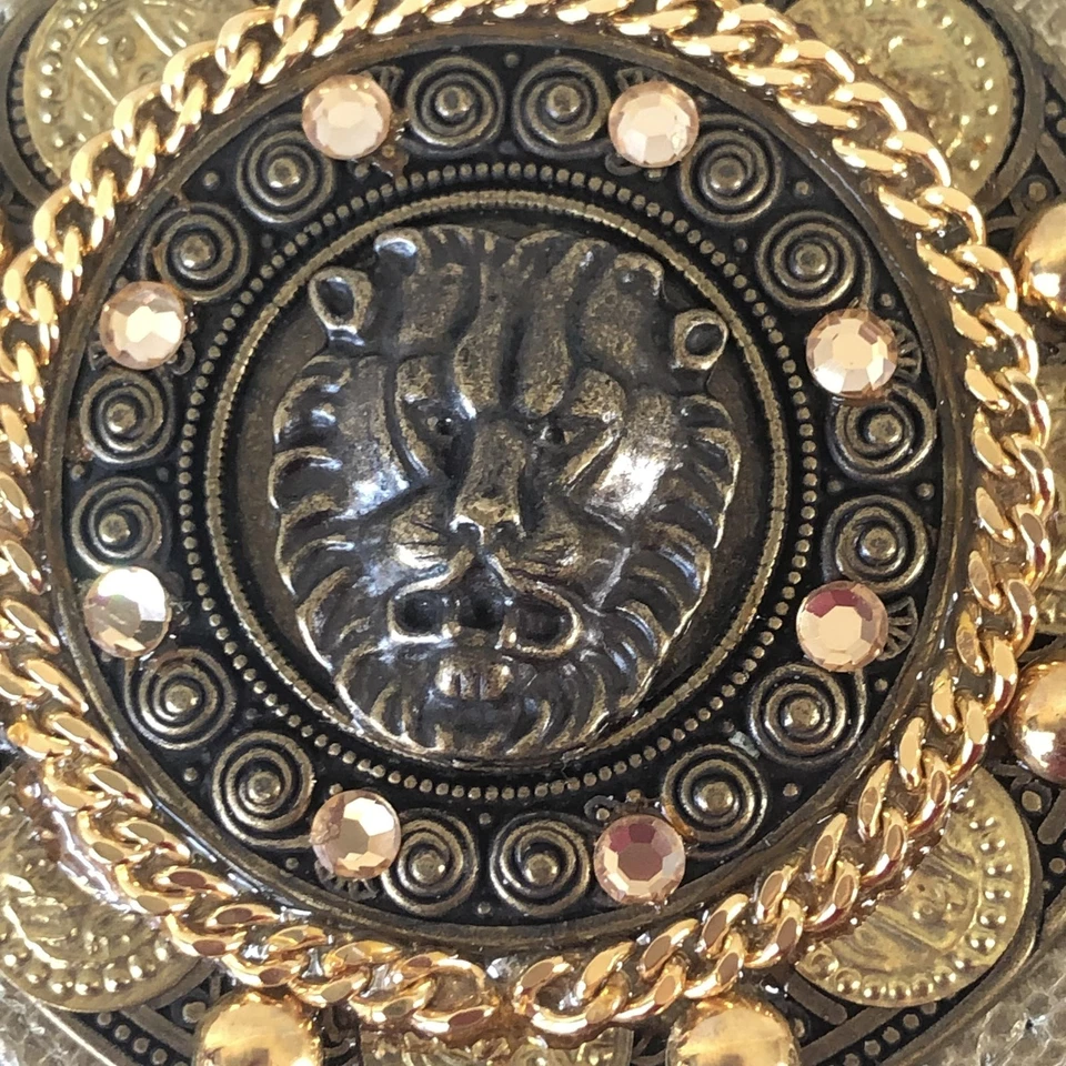 Cinturón Colección Salena Mujer Mediano Oro León Medallón Cadena Disfraz Occidental Foto 2 de 4