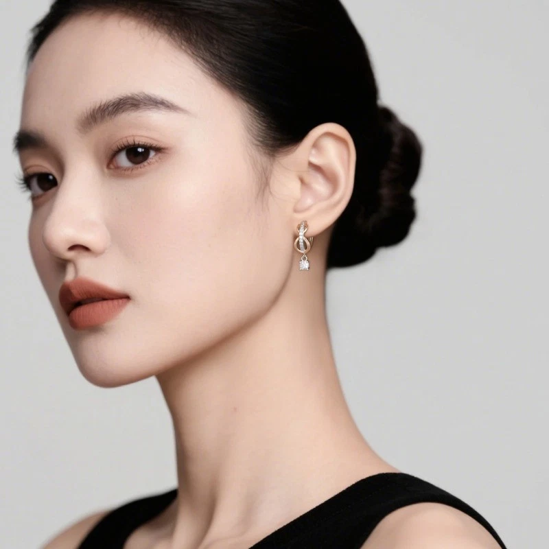 KUNSIR 925 Sterling Silver Elegant Infinity Hoop Earrings For Women Jewelry Gift - Image 3 of 4