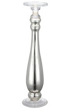 Large Silver Glass Candle Holder 19.5” Candle Stand Modern Decor Holiday $200
