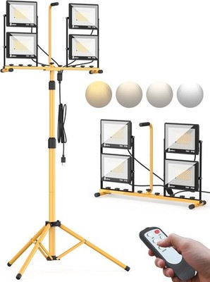 32000 Lumen LED Work Light with Stand & Remote,4-Head 280W Portable Tripod Light