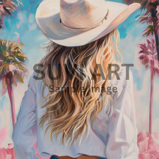 Digital Image Photo Wallpaper Cow Girl in white for living and bead room A-298