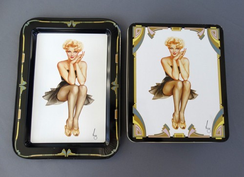 ALBERTO VARGAS Varga Girl Pin Up Bar Tin Tray & Box Heirloom Tradition 1987 
