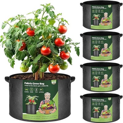 Kartoffelsack, Pflanzsack, Garten, Vliesstoff, wetterfest, 57L, 5 Stück