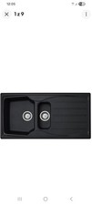 Liquida CMP15BL 1.5 Bowl Reversible Black Kitchen Sink And Waste Kit