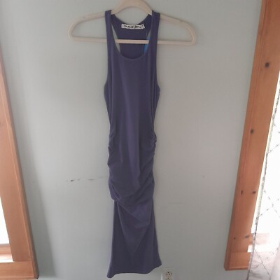 michael stars ruched racerback dress Michael Stars Racerback Ruched Side Midi Bodycon Dress Purple xsmall