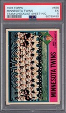 1976 Topps #556 Minnesota TWINS Team Checklist Sheet PSA 5 EX H/C Tough! CAREW