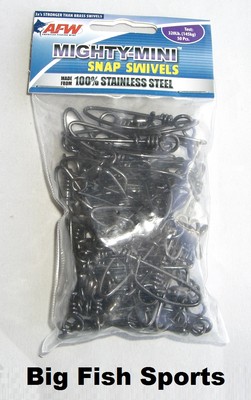 AFW MIGHTY-MINI Stainless Steel Snap Swivels 50 Pack, Size 1, 320lb #FTSS320B/50