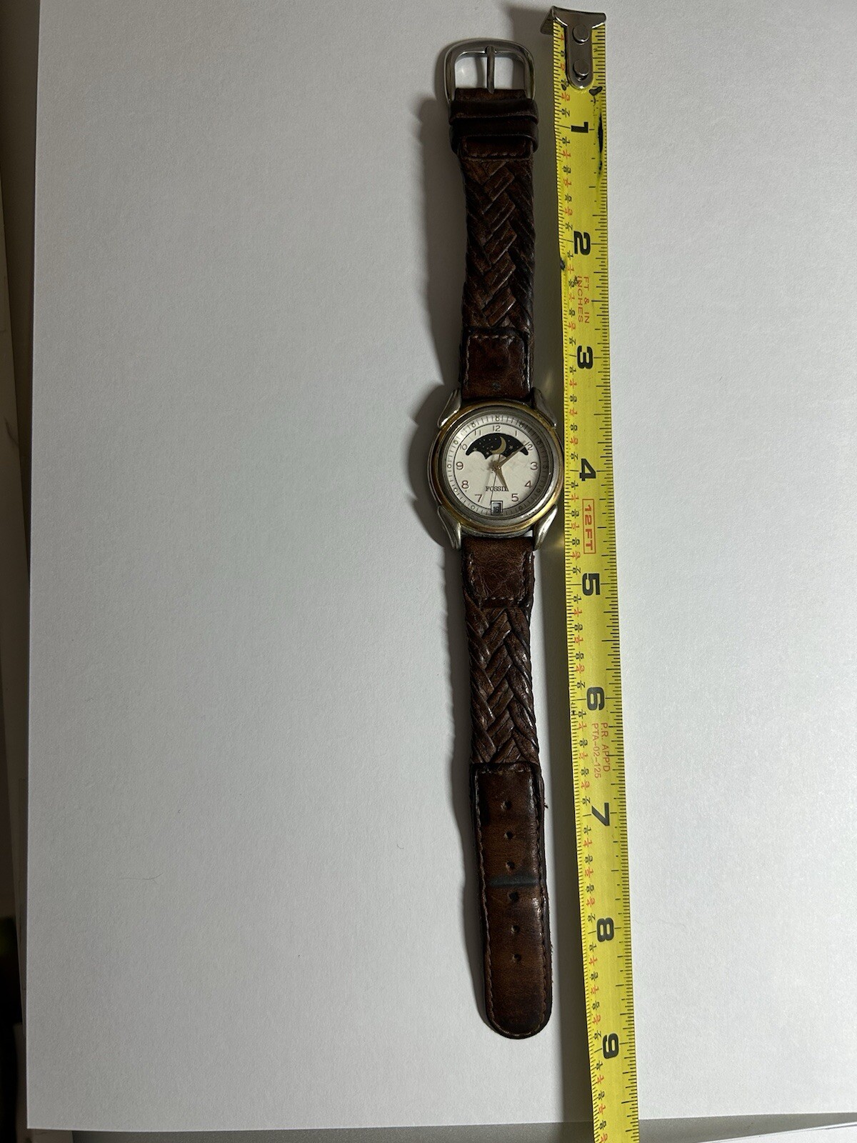 1992 FOSSIL MOON PHASE WATCH BQ-2378 Vintage Fossil Moon Phase Watch Men 40mm Silver Gold Tone  main image 4