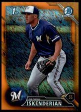 2016 Bowman Chrome Orange Shimmer Refractor George Iskenderian RC Brewers