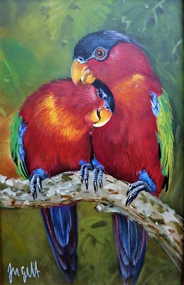 Ölgemälde Vogel Loris von Sigmar Jugelt ,signiert     