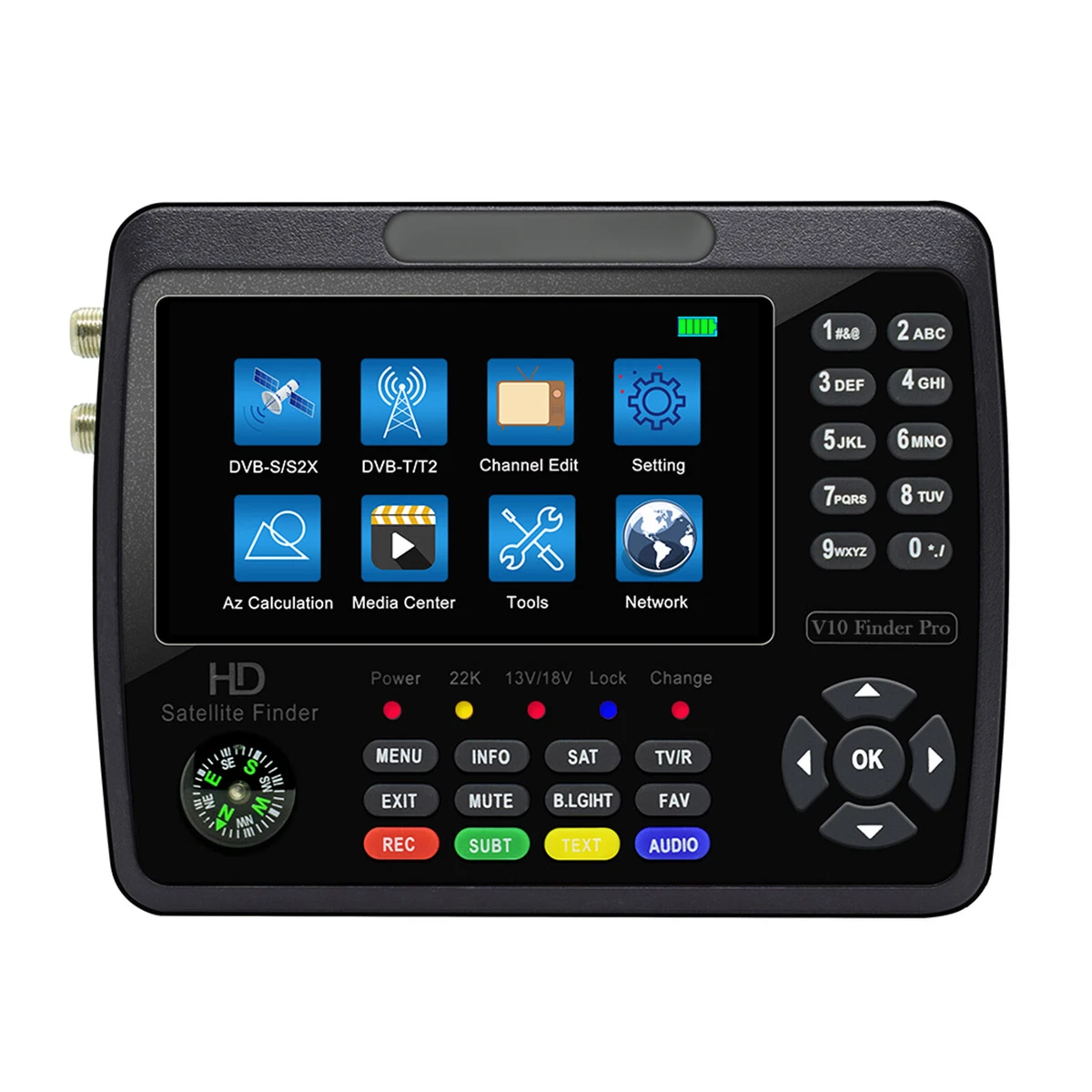 V10 Digital Satellite Signal Finder Meter DVB S2 T2 H.265 Sat