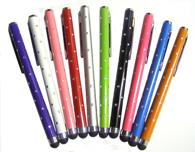10x Bunt Stylus Touch Pen Strass Optik Tablet Handy Bedien Stift Glamour