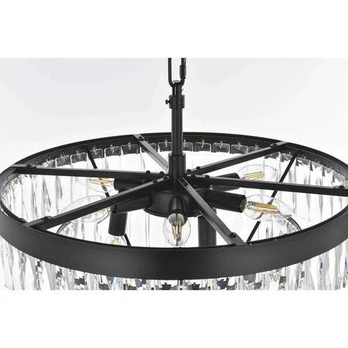 Crystal Chandelier Light Fixture Black High Quality Foyer Modern Dining Room 20" - Picture 6 of 8