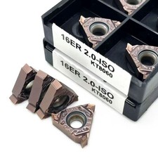 10pcs Carbide Insert CNC Metal Lathe Threading Tools Kit 16ER 16IR ISO 1.0-3.0
