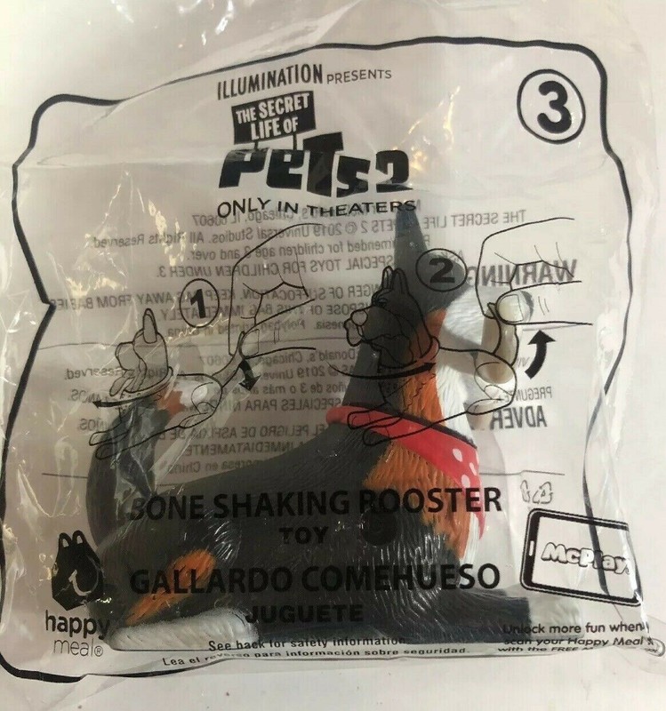 Secret Life of Pets 2 Bone Shaking Rooster McDonalds Happy Meal Toy Dog MIP