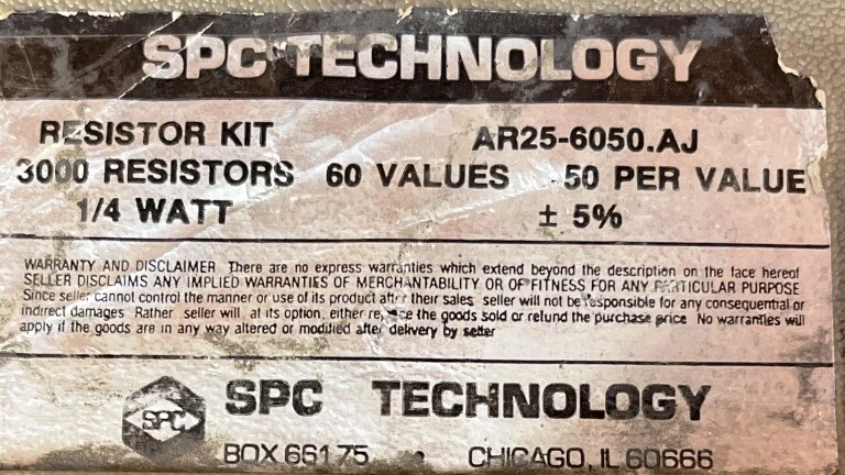 SPC TECH RESISTOR KIT P/N: AR25-6050 1/4 WATT - Image 2 of 4