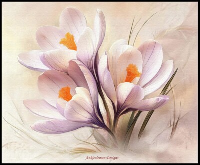 Romantic Crocus - DIY Chart Counted Cross Stitch Patterns Needlework DMC Color