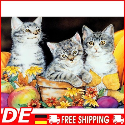 (DF3857) 5D DIY Full Drill Diamond Painting Cat Embroidery Mosaic Kits Decor (LD