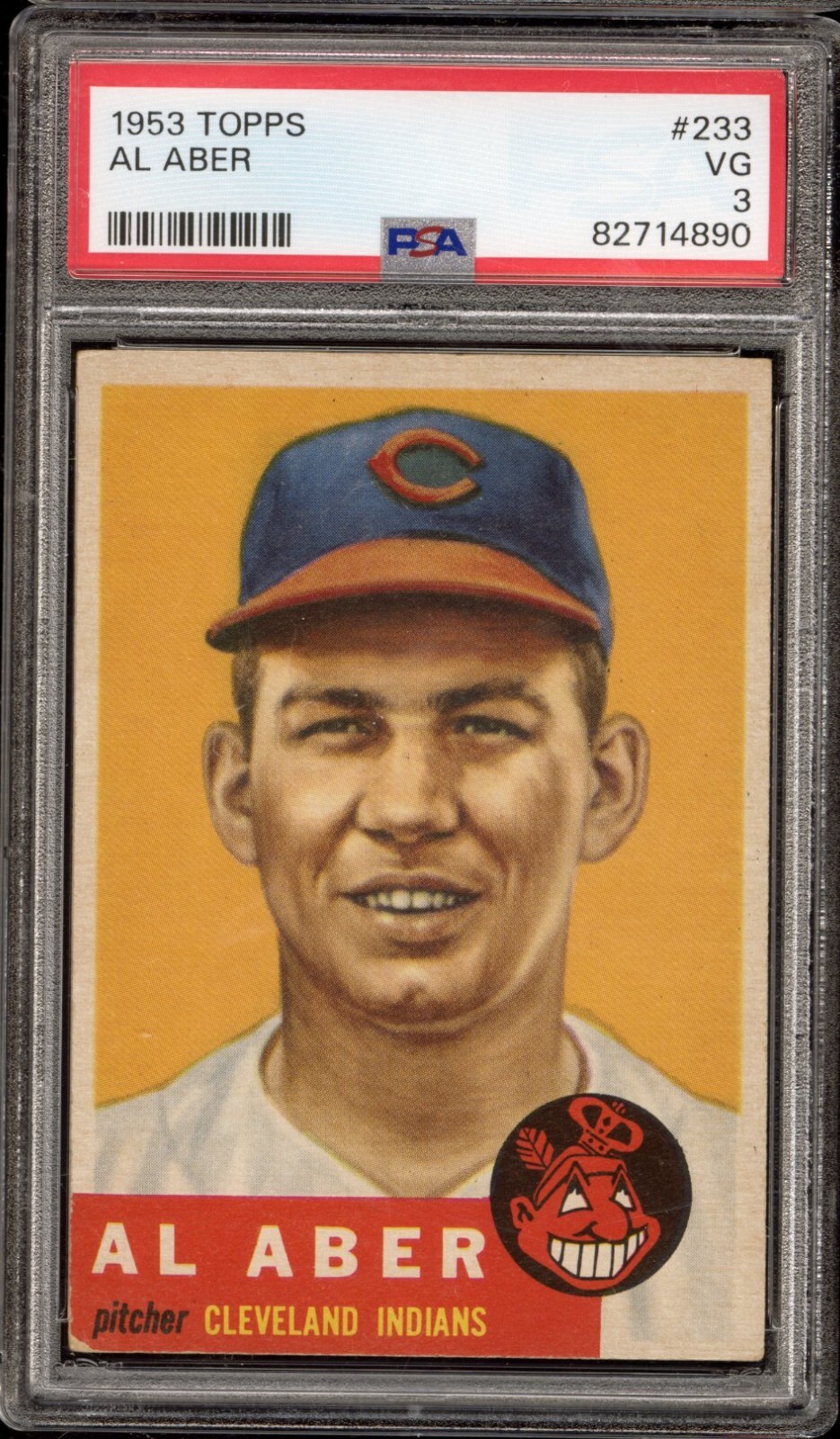 1953 Topps #233 Al Aber - PSA VG 3 - Cleveland INDIANS - CENTERED - VSCARDS
