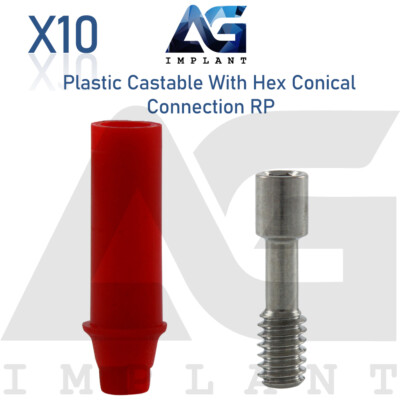 10 Plastic Castable With Hex For Conical Connection RP Prosthetic System