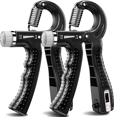 Hand Grip Strengthener 2 Pack Adjustable Resistance 10-130 Lbs Forearm Exerci...