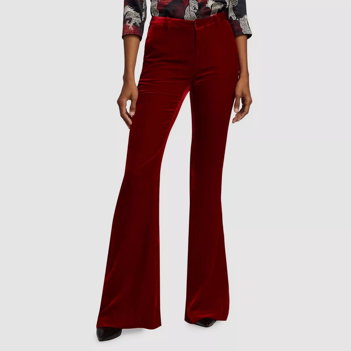 Red flared best sale pants