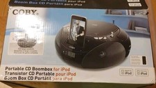 Coby CSMP142 Portable CD Boombox For iPod  Radio Tested In Original Box