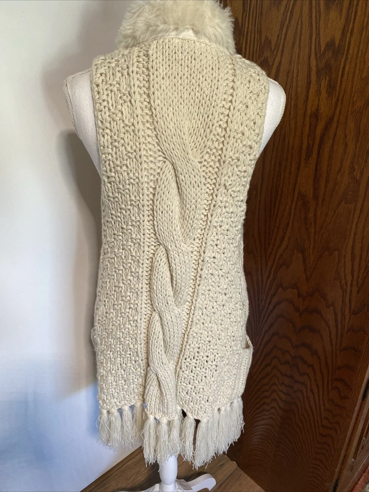 Buffalo David Bitton женщин коренастый вязаный свитер жилет с отделкой из искусственного меха размер L - Изображение 3 из 4