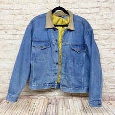 VTG Lifes Adventures DASH Men Jean Jacket Size L Removable Insulated Fleece Vest