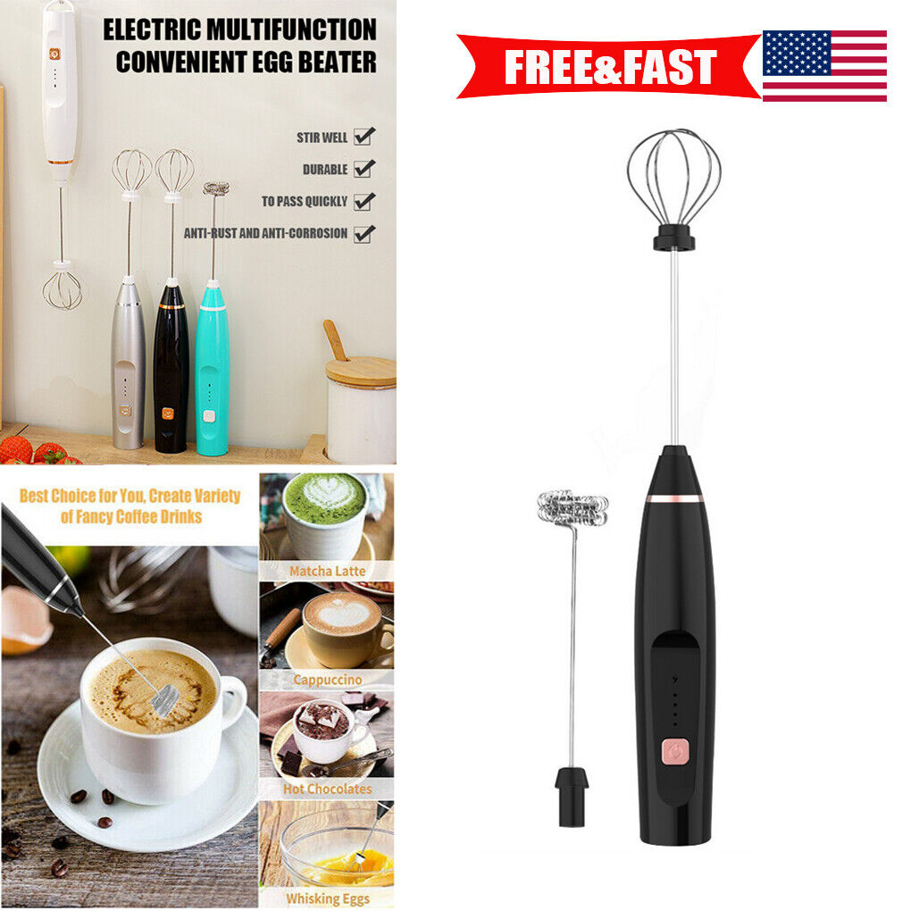 Rechargeable Electric Egg Beater Milk Coffee Frother Drink Foamer Mixer US