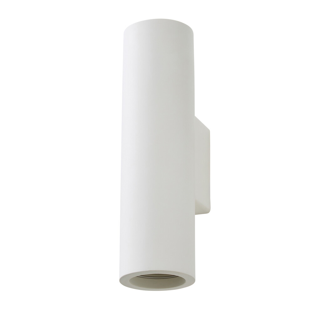 Litecraft Lomond Up & Down Cylinder Paintable Plaster Wall Light - White