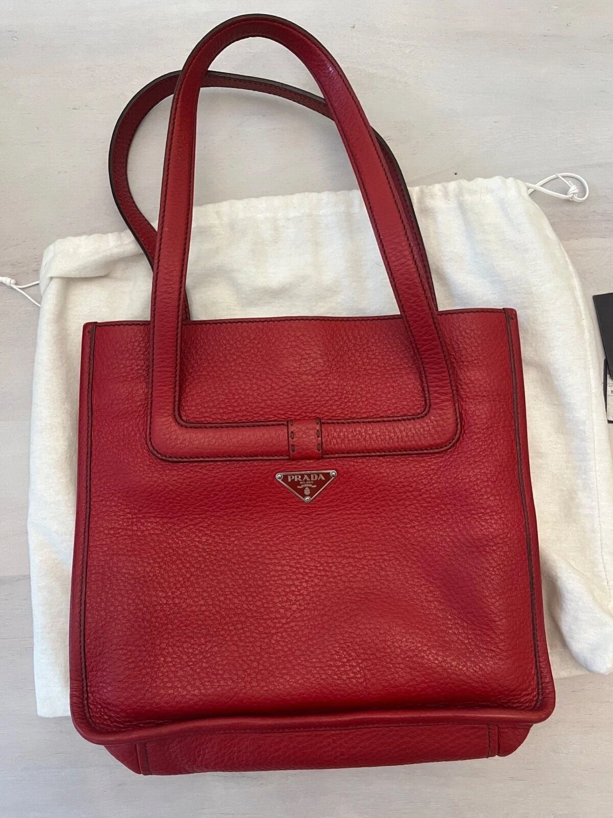 Prada — Prada Vitello Daino Red leather shopper