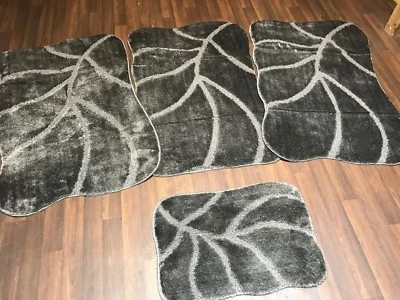 JUEGO GRUESO LAVABLE ROMANY DE 4 PIEZAS ANTIDESLIZANTE DISEÑO ALEMÁN 75CMX125CM ANTH/GRIS