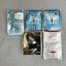Lot 5 Vtg Silkies Control Top Support Legs Sz Med Nude Beige Off White Pantyhose